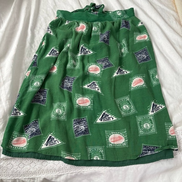 Anthropologie Porridge LARGE Getaway Printed Skirt flowy bow strap Lined - Picture 5 of 10